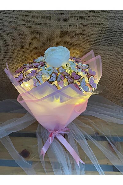 Melonİst Pinterest Tarzı pembe Kelebek buketi (ledli)
