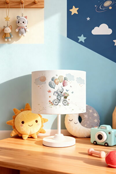 EVPANYA عاكس الضوء لغرفة الأطفال بنمط الفيل البالوني على دراجة هوائية