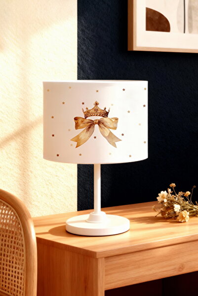 EVPANYA Cream Crown Star Bow Patterned Children's Room Lampshade