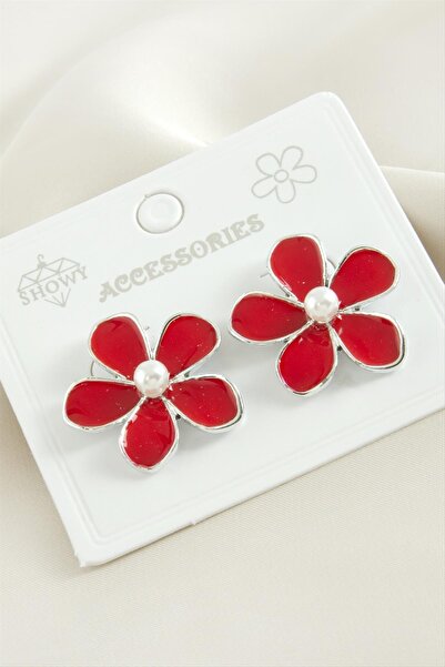 Marsilyan Flower Pearl Enamel Earrings