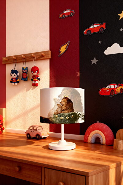 EVPANYA Kıral Lion and Cub Patterned Children's Room Lampshade