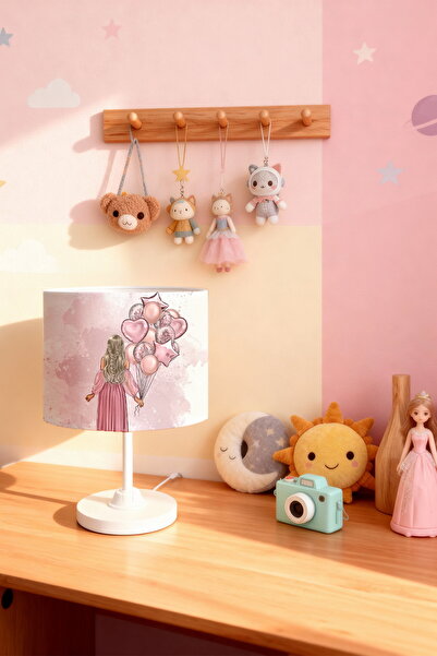 EVPANYA عاكس الضوء لغرفة الأطفال بنمط فتاة مع بالونات نجمية وردية