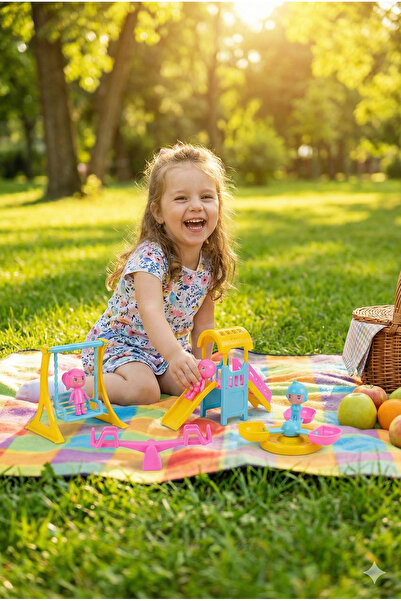 lookandbuy Sevimli Lunapark Oyun Seti - Kaydırak Salıncak Tahterevalli ve Fig...