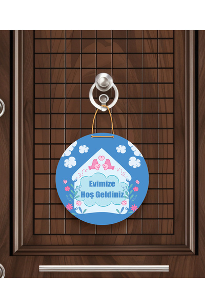 M&H Quality Welcome Written Wooden Door Ornament with Butterfly Detail Decora...