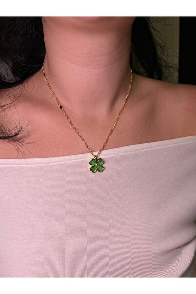 Fiamoss Altın Kaplama Yonca Kolye - Şans Kolyesi