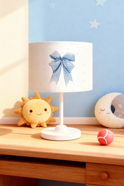 EVPANYA عاكس الضوء لغرفة الأطفال بنمط فيونكة منقطة باللون الأزرق