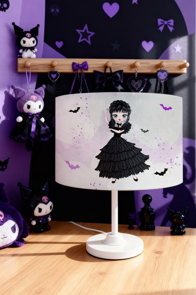 EVPANYA Striped Gray Dancer Wednesday Patterned Children's Room Lampshade