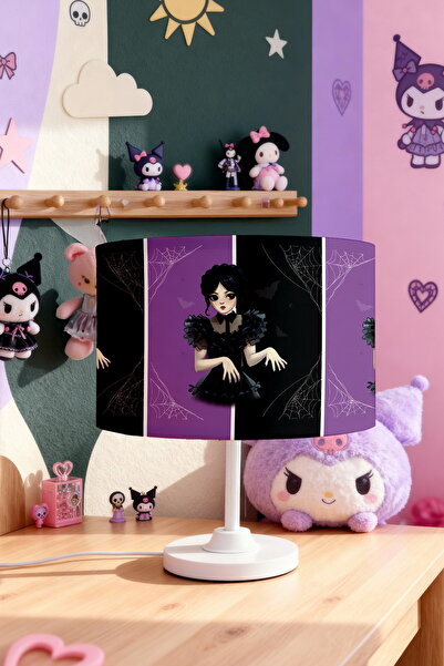 EVPANYA Purple Black Bat Wednesday Addams Patterned Children's Room Lampshade