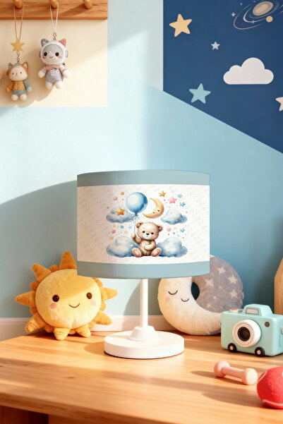 EVPANYA Blue Clouds and Teddy Bear Patterned Children's Room Lampshade