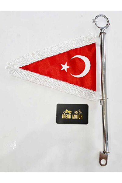 monero Motosiklet Makam Bayrağı Flama - Ay Yıldız Beyaz Püskül