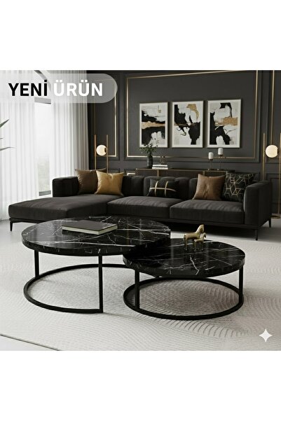 EDMONDA EV AKSESUAR ULTRA LÜX ORTA SEHPA İKİLİ ORTA SEHPA METAL SEHPA