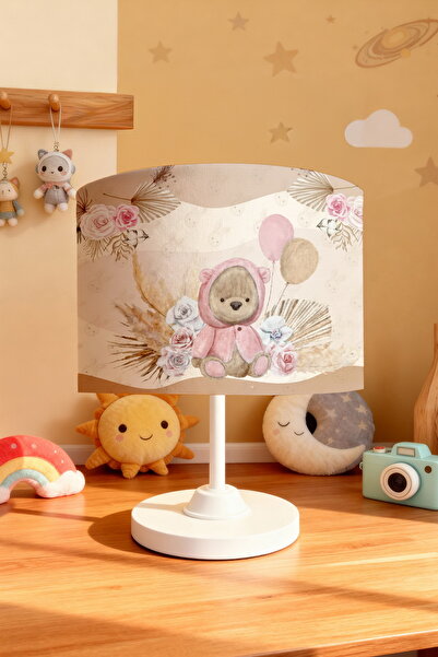 EVPANYA Pink Teddy Bear Patterned Children's Room Lampshade