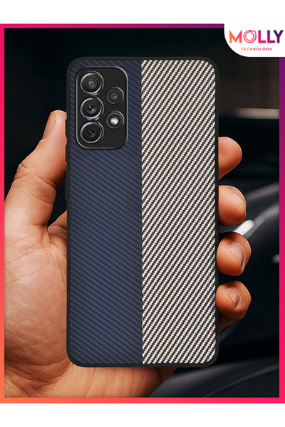 Molly Navy Blue-Silver Carbonsplit Silicone Case for Samsung Galaxy A23