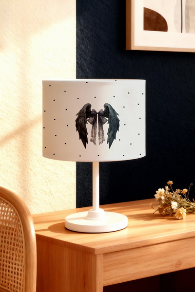 EVPANYA Black Polka Dot Witch Wing Patterned Children's Room Lampshade