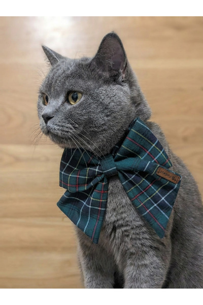 Patiset Green Plaid Cat Bow Tie Ribbon - Pet Accessory for Collar
