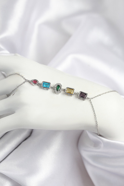 Skygo Brass Colored Zircon Stone Model Silver Color Şahmeran - Tj-Sn724