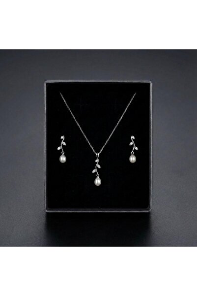 Taş Sandığı Müge Model Gümüş İnci Set - Gerçek İnci