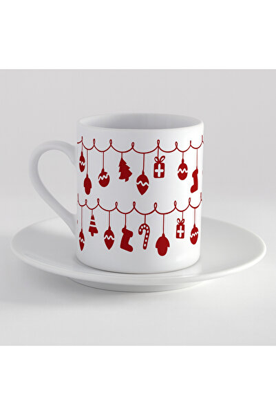 Nino Store Red Christmas Themed Porcelain Single Turkish Coffee Cup – 100 ml ...