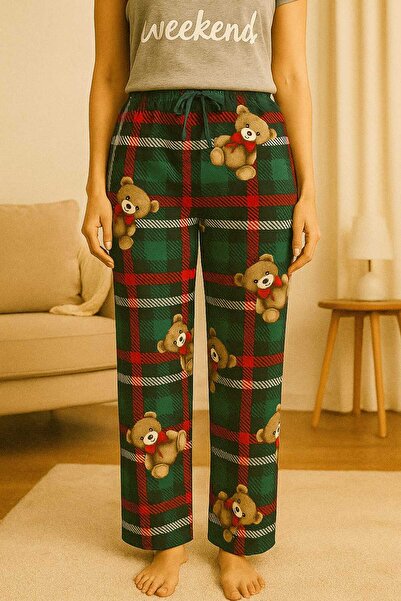 MİSS ADELLA Γυναικείο Φούτερ Χειμερινό Πράσινο Αρκουδάκι με ρίγες χωρίς τσέπες