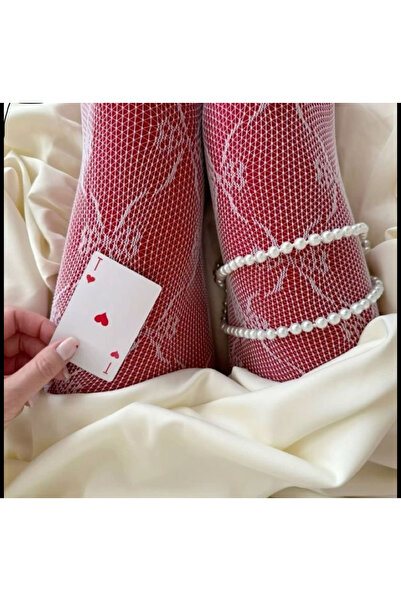 SmY Bag Design Leg Accessory Anklet Ready-Made with Pearls Cream Color