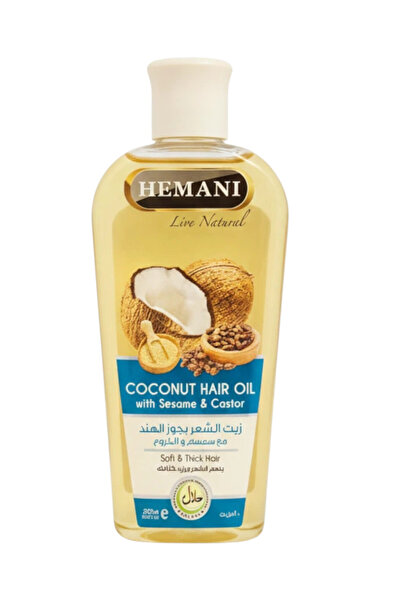 HEMANI Live Natural Coconut Hair Oil with Sesame & Castor – For Soft, Thick, and Vibrant Hair -200ml