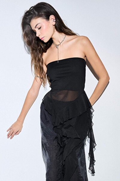 DeFacto Strapless Ruffled Tulle Blouse G5868Ax25Wn