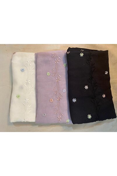 Veil Designer مجموعة من ثلاثه طرحة بوال بقماش ياباني بتطريز ملون المقاس : 60 * 190