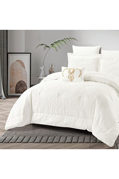 Reiashn Milana White Embossed Lace Double Summer Bedspread