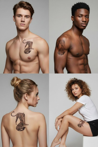 shop 2 Hafta Kalıcı Büyük Boy İkili Leopar Figürlü Geçici Dövme (12x19 cm)