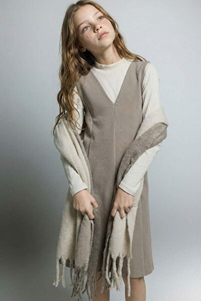 DeFacto Girls' 2-Piece Set V-Neck Sleeveless Dress Long Sleeve T-Shirt G5386A825Wn