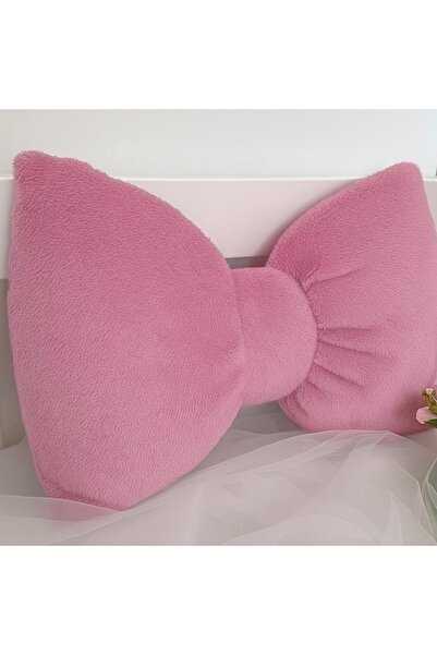 Yastıkland PEMBE PELUŞ KURDELE YASTIK BÜYÜK BOY