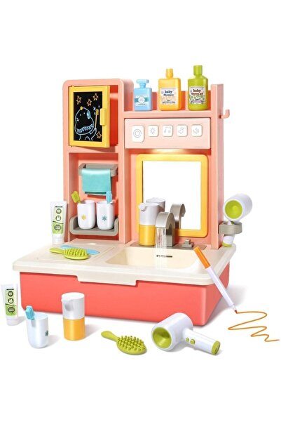 Luminoo Pembe Modern Banyo Lavabo Set - Müzikli Işıklı Eğitici Lavabo Oyuncak...