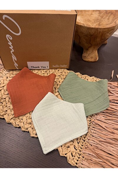 Zemze Baby 3’lü Fular Set – %100 Organik Müslin Salya Önlüğü