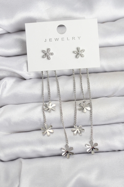 shopwave أقراط نسائية متدلية من النحاس الفضي طراز باباتيا