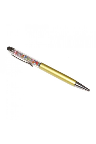 Tableta Universal Stylus touch pen with ballpoint, decorated with mixed crystals, metallic gold