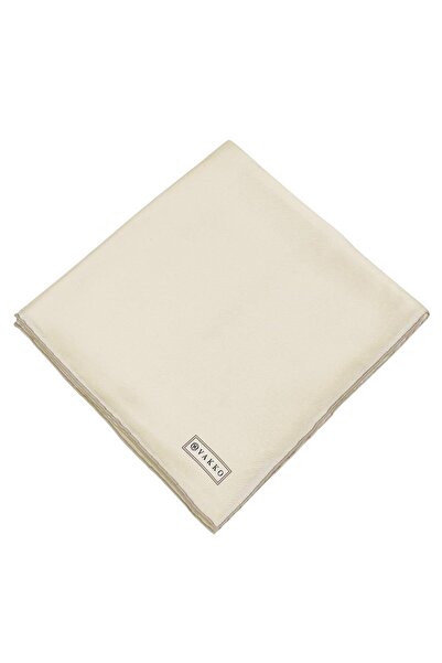 Vakko Plain Twill Silk Scarf B Piped - Cream