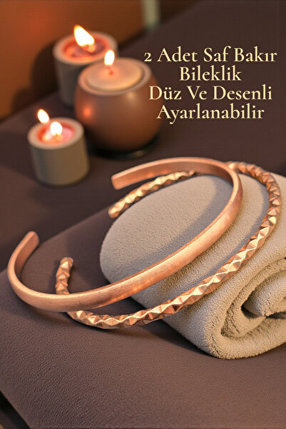 NBS Beautiful Naturel Stones سوار نحاسي نقي قطعتين قابل للتعديل بجودة عالية و...