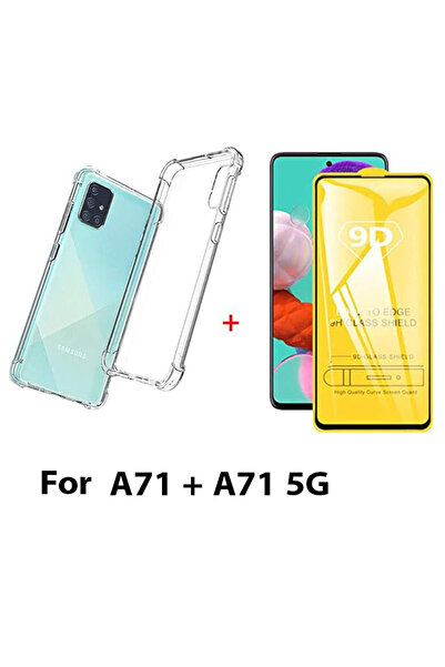 Generic Transparent back cover for Samsung A71 with tempered glass screen protector - 360-degree protection