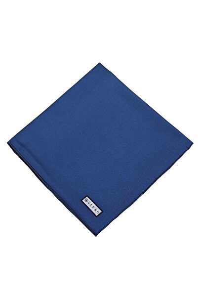 Vakko Plain Twill Silk Scarf B Piped - Light Navy Blue
