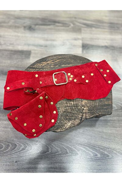 Yılday Gür Butik Benedict Cepli Kırmızı Deri El Yapımı Kemer