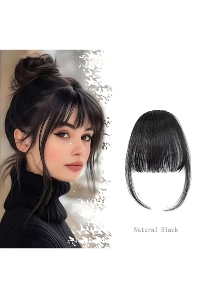 Trendpostiş Siyah Kahkül Klipsli Saçak Seyrek Doğal Görünümlü Perçem