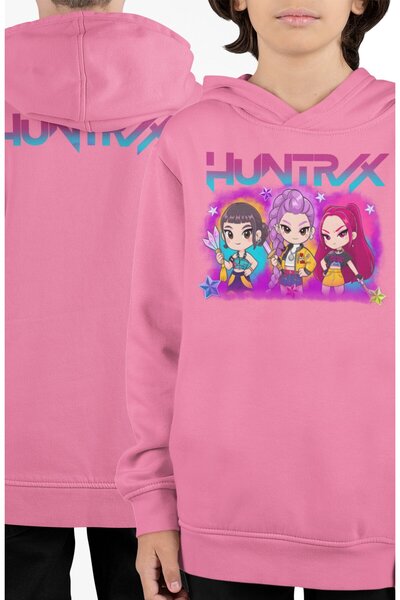 Fuddy Moda Детска суитшърт с качулка и печат на гърба Huntrix, унисекс суитшъ...