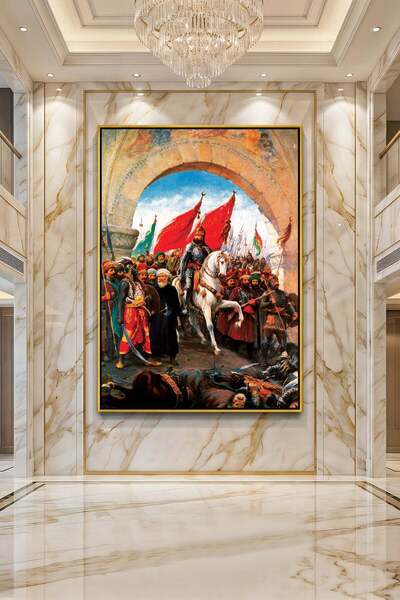 Wallivo Fausto Zonaro İstanbul’un Fethi Fatih Sultan Mehmet Gümüş Metal Çerçe...