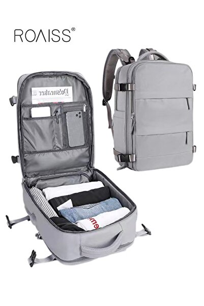 ROAISS حقيبة ظهر للسفر للرجال والنساء مع منفذ شحن USB وحجرة للأحذية مقاس 15.6...