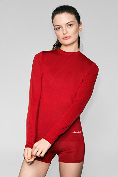 Urban Beat Corex women's round neck printed Slim Fit long sleeve sport red t-shirt