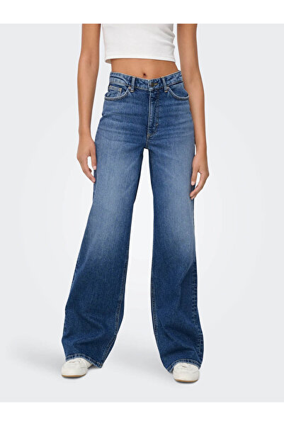 ONLY Onljuıcy أرجل واسعة بنطال جينز نسائي أزرق 15360756