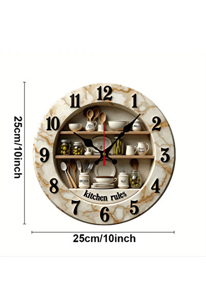 Choice 10 inch GZ-WYT09180026 Kitchen Rules Design Wooden Round Silent Hanging Wall Clock, Suitable For Liv