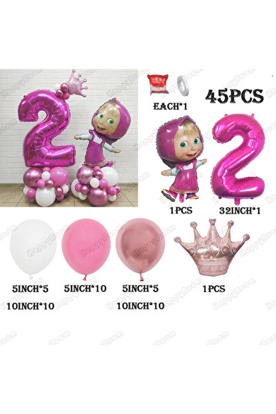 Miniso كما هو موضح في المجموعة 2، 45 قطعة من بالونات ماشا والدب الرقمية من ال...