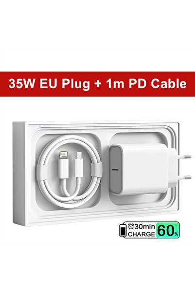 Choice قابس الاتحاد الأوروبي - كابل 1 متر 35 واط PD شاحن سريع USB-C لـ iPhone...