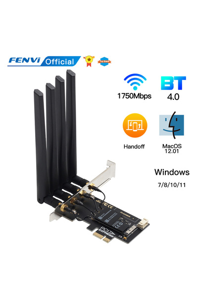 Choice محول لاسلكي FV-946CD PCIE FENVI BCM94360CD Hackintosh PCIE بسرعة 1750 ميجابت في الثانية لتقنية بلوتوث 4.0 ثنائية النطاق